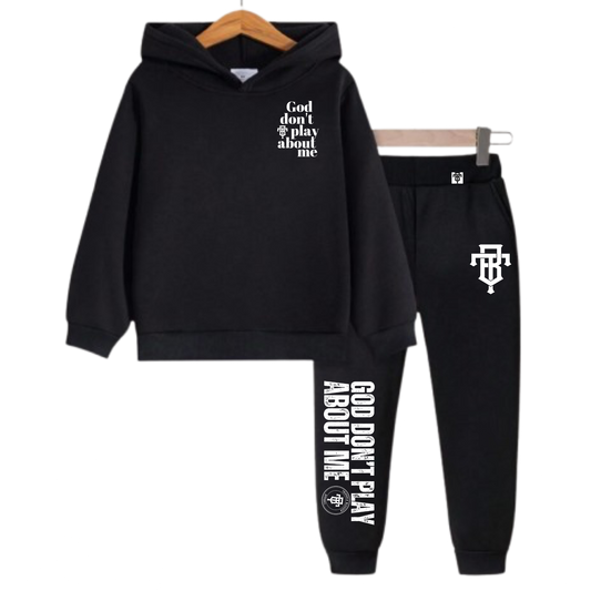 God don’t play about me kids set (black)