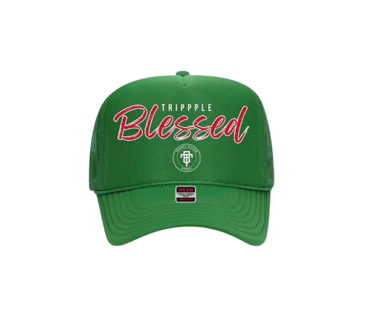 Trippple Blessed Christmas Trucker (Green)